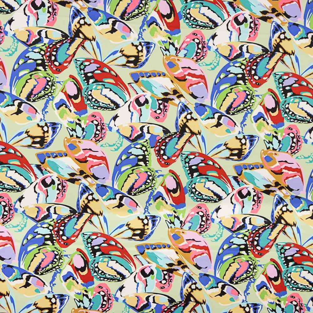 Satén Spandex Mariposas Pistacho - Ribes y Casals