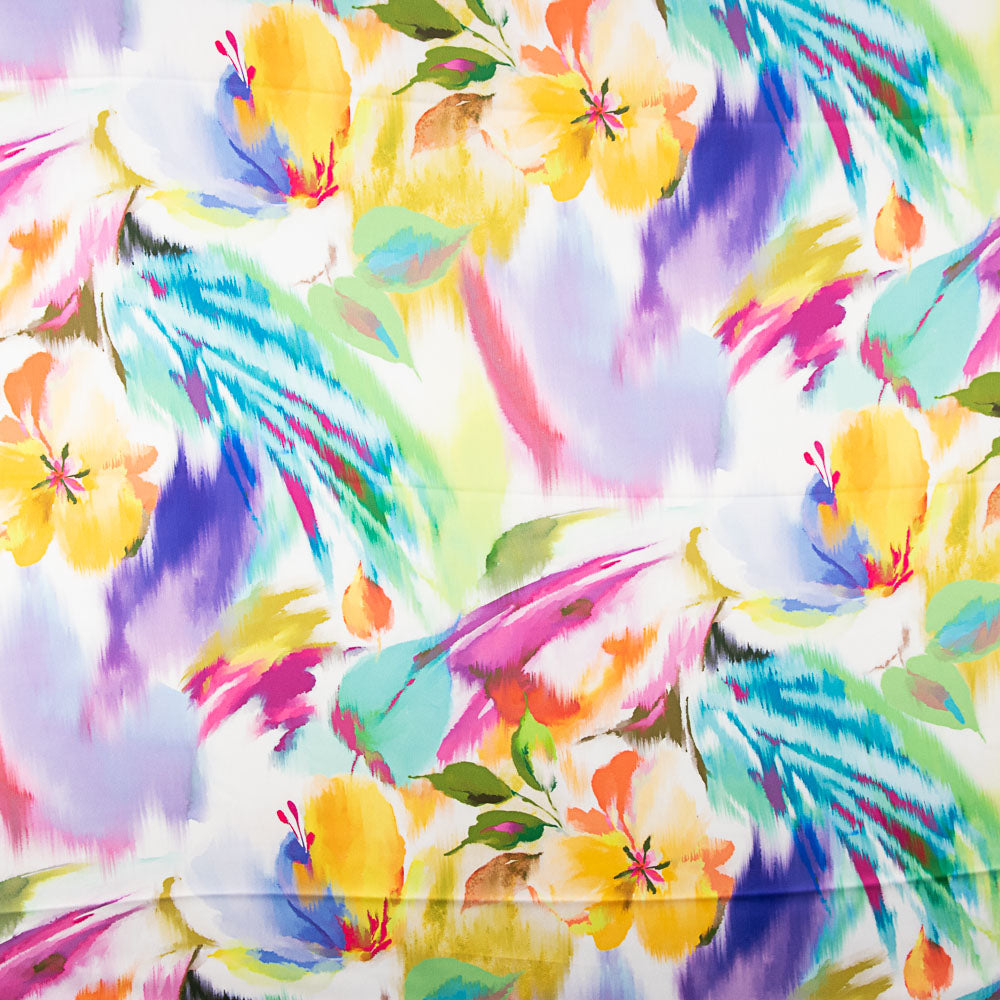 Satén Spandex Maxi Flor Dibujo Amarillo - Ribes y Casals