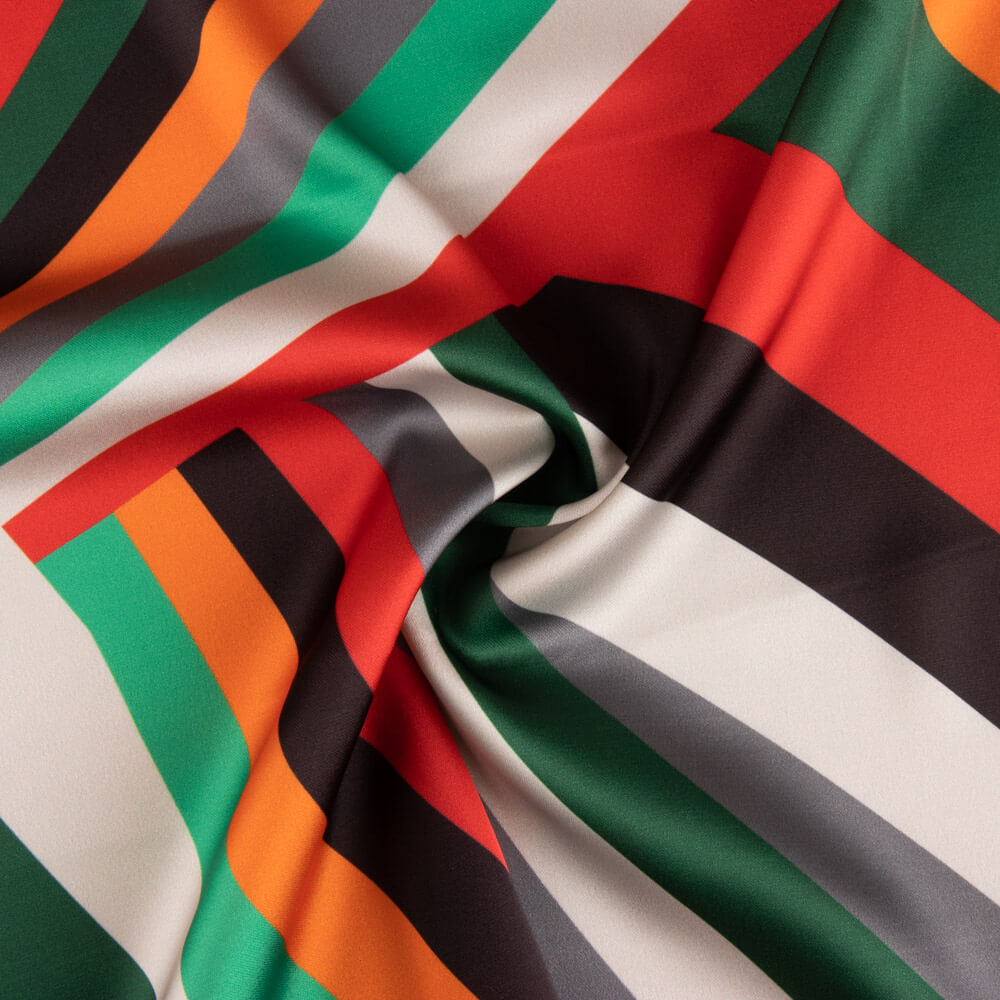 Satén Spandex Rayados Naranjas - Ribes y Casals