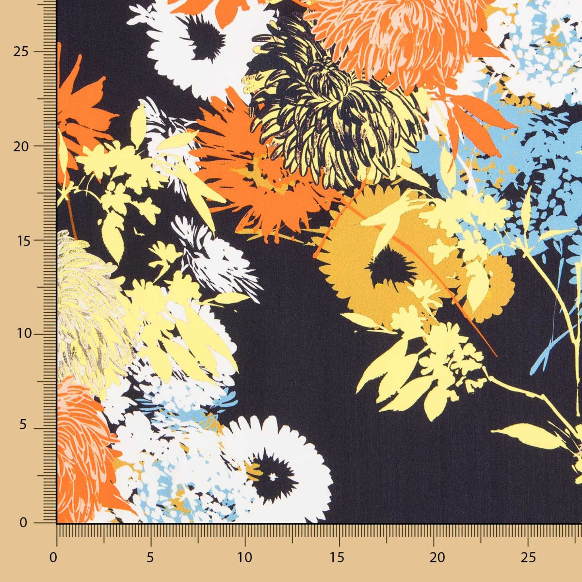 Satén Viscosa Tropical Azul Noche - Ribes y Casals