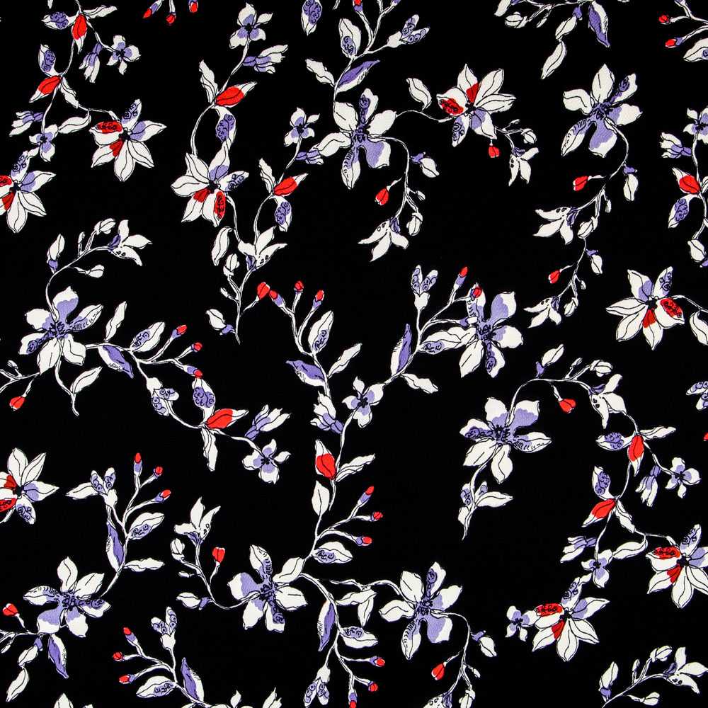 Satén Crepe Floral Azul - Ribes y Casals