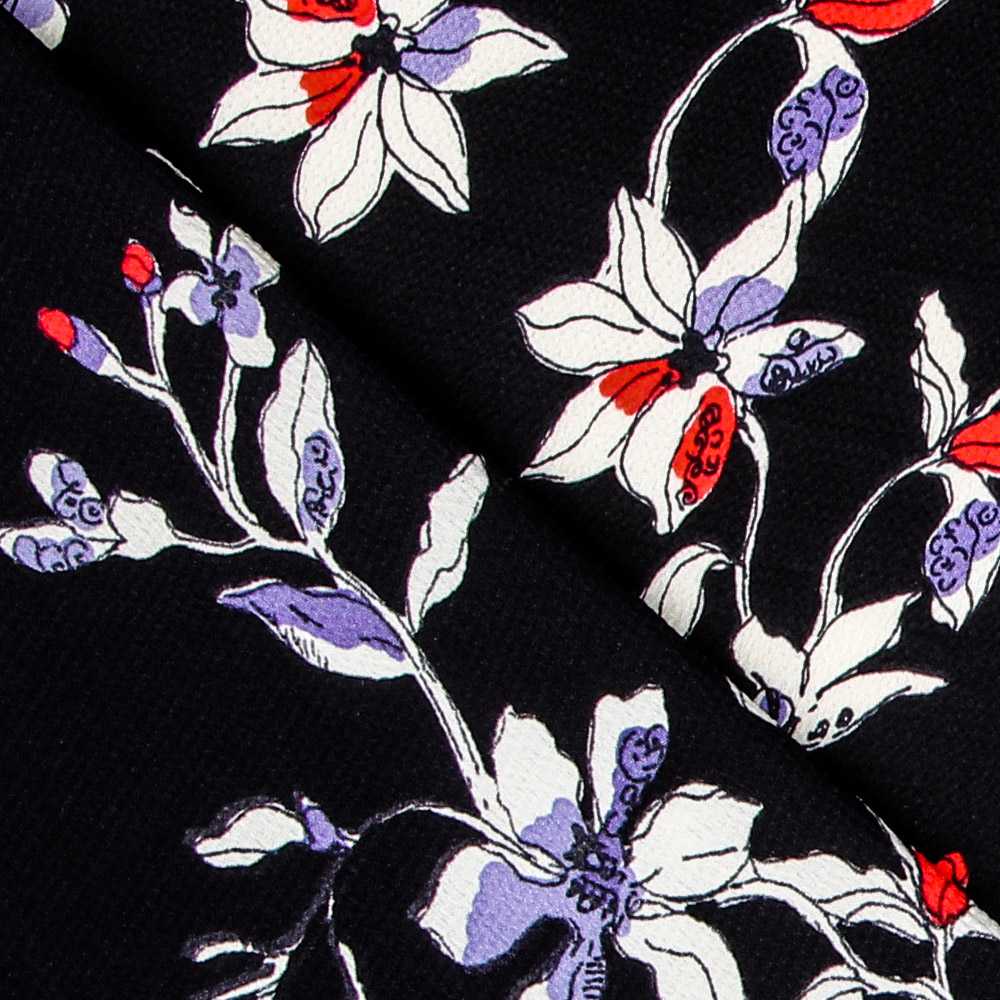Satén Crepe Floral Azul - Ribes y Casals