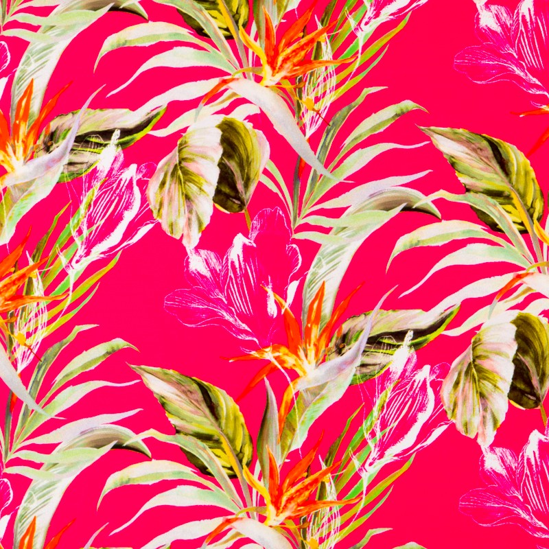 Satén Digital Tropical Fucsia - Ribes y Casals