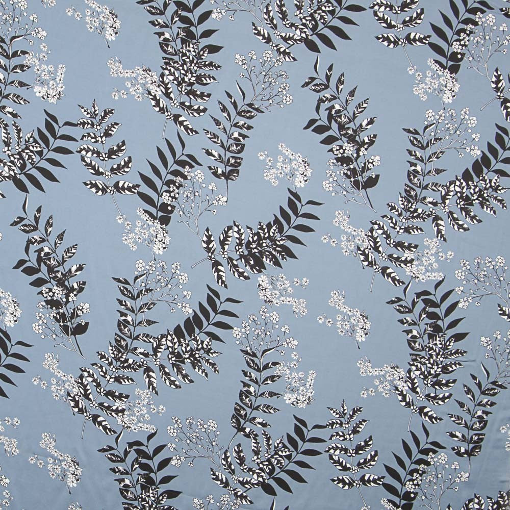 Satén Estampado Hierbas Denim - Ribes y Casals