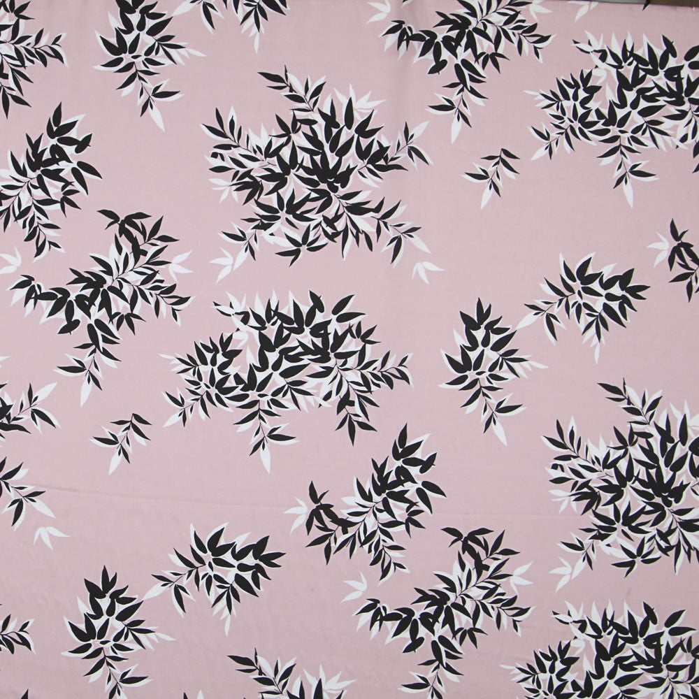 Satén Estampado Hoja Rosa - Ribes y Casals