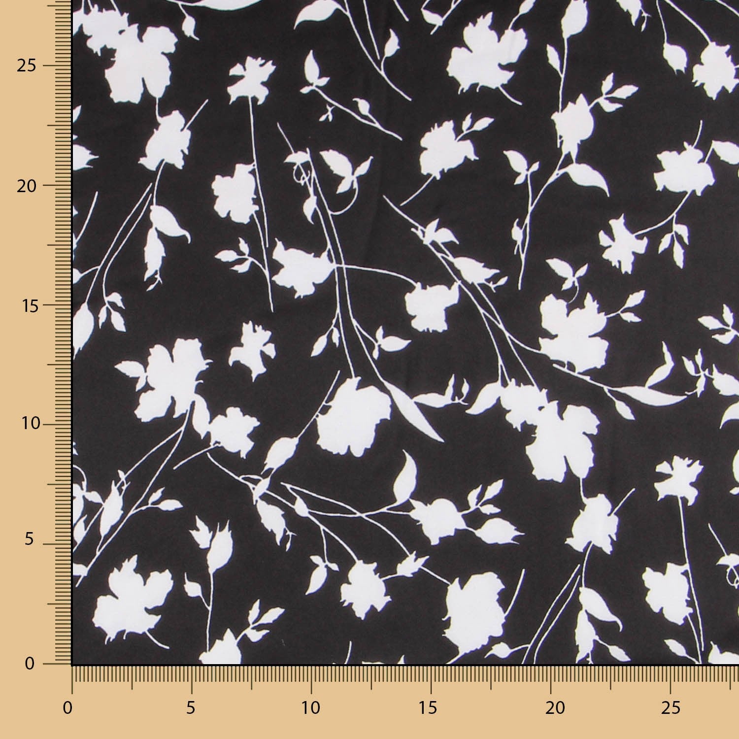 Satén Estampado Hojas Blancas - Ribes y Casals