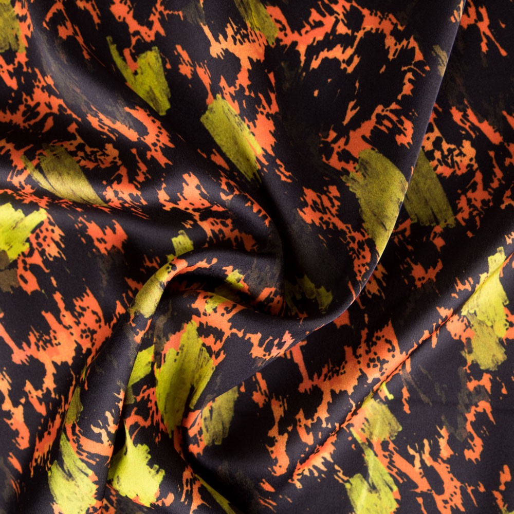 Satén Estampado Leopardo Naranja - Ribes y Casals