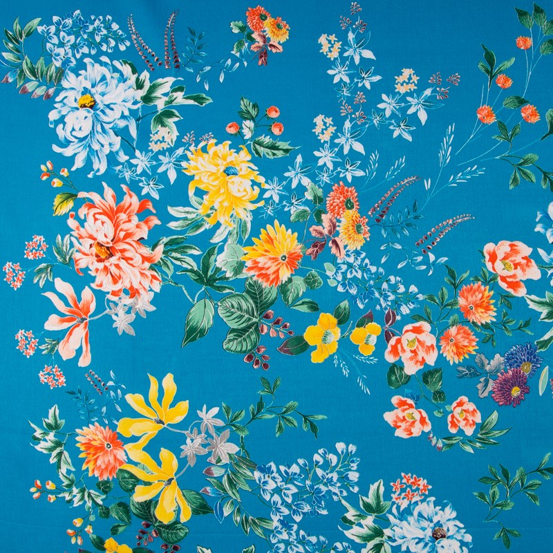 Satén Floral Azul Claro - Ribes y Casals