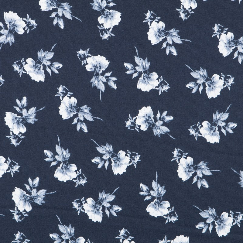 Satén Floral Fondo Azul - Ribes y Casals
