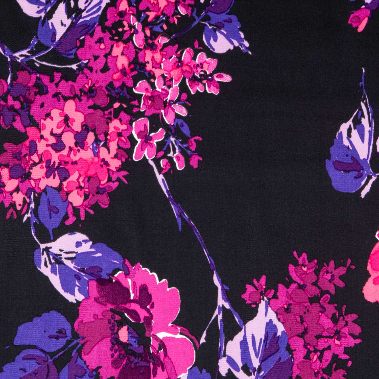 Satén Floral Impact Negra - Ribes y Casals