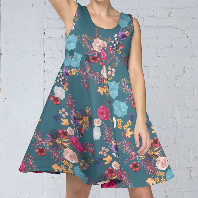 Satén Floral Winter Esmeralda - Ribes y Casals