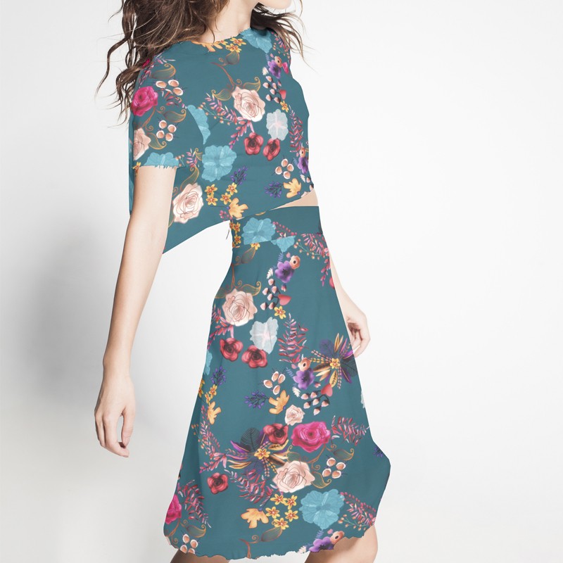 Satén Floral Winter Esmeralda - Ribes y Casals