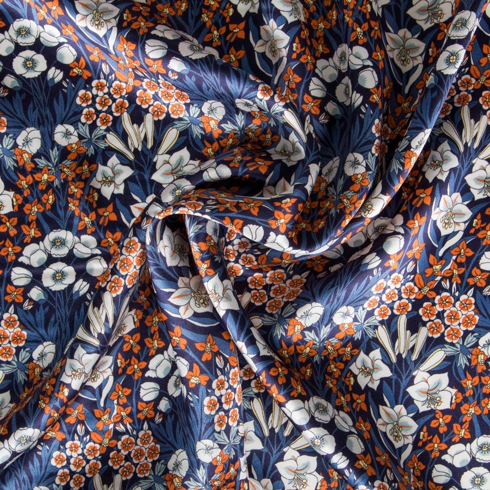 Satén Liberty London Bouquet Azul - Ribes y Casals