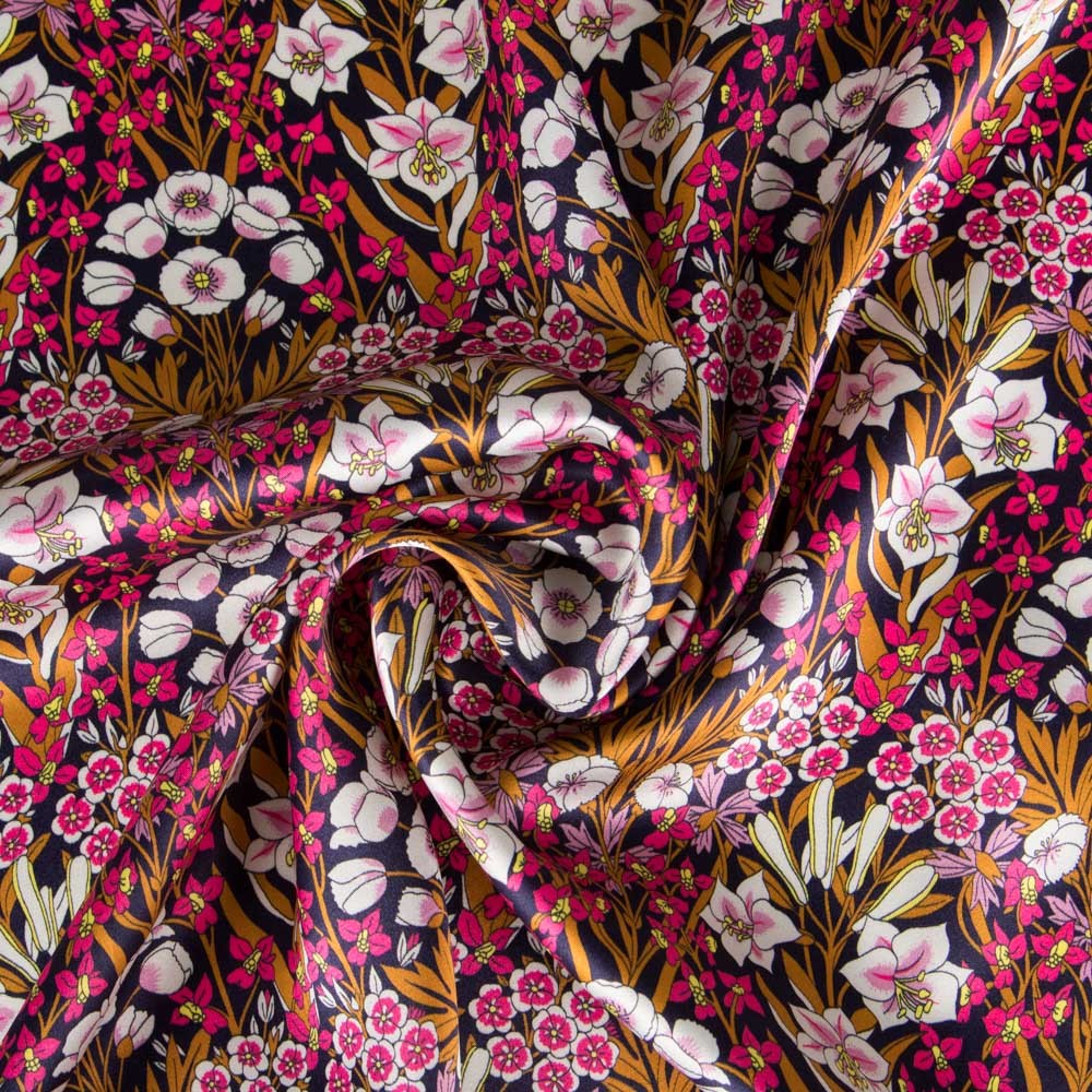 Satén Liberty London Bouquet Fucsia - Ribes y Casals