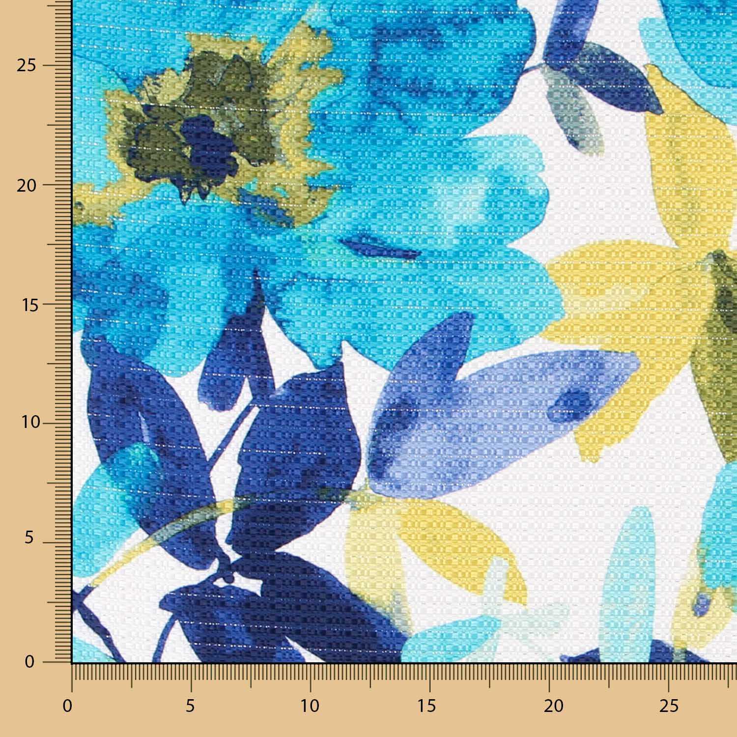 Satén Lúrex Floral Turquesa - Ribes y Casals