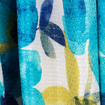 Satén Lúrex Floral Turquesa - Ribes y Casals