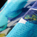 Satén Lúrex Floral Turquesa - Ribes y Casals