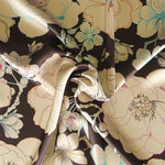 Satén Moda Flor Retro Chocolate - Ribes y Casals