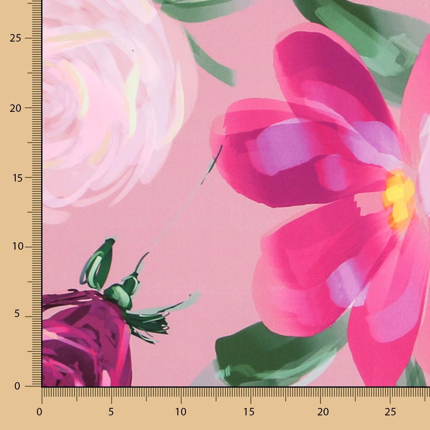 Satén Moda Floral Óleo Rosa - Ribes y Casals