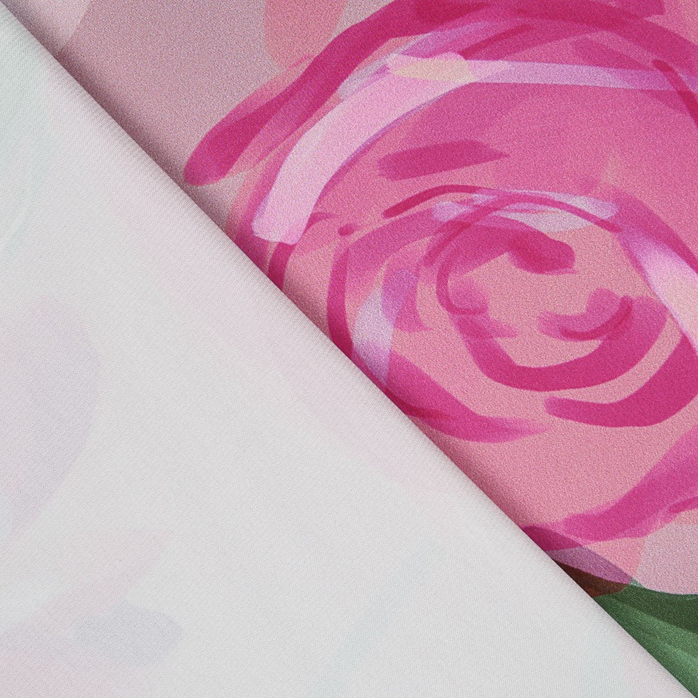 Satén Moda Floral Óleo Rosa - Ribes y Casals