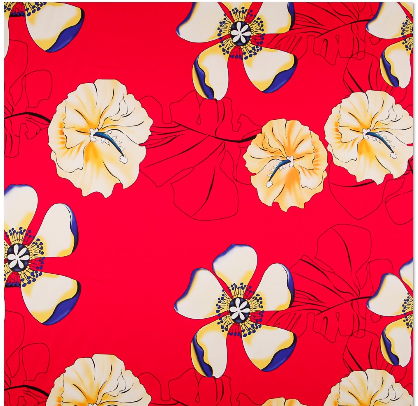 Satén Moda Hibiscus Roja - Ribes y Casals