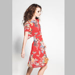 Satén Poliéster Floral Rojo - Ribes y Casals