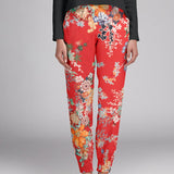 Satén Poliéster Floral Rojo - Ribes y Casals