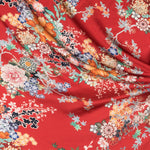 Satén Poliéster Floral Rojo - Ribes y Casals