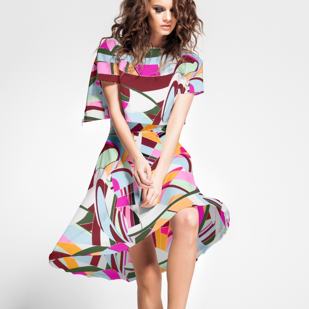 Satén Seda Italiana Abstracta Violeta - Ribes y Casals