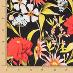 Satén Seda Italiana Floral Negro - Ribes y Casals