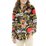 Satén Seda Italiana Floral Negro - Ribes y Casals