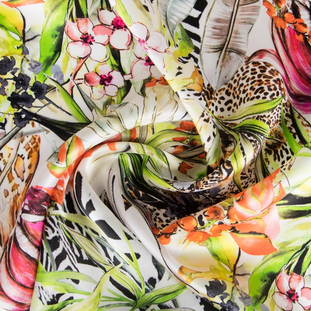 Satén Seda Italiana Floral Salvaje - Ribes y Casals