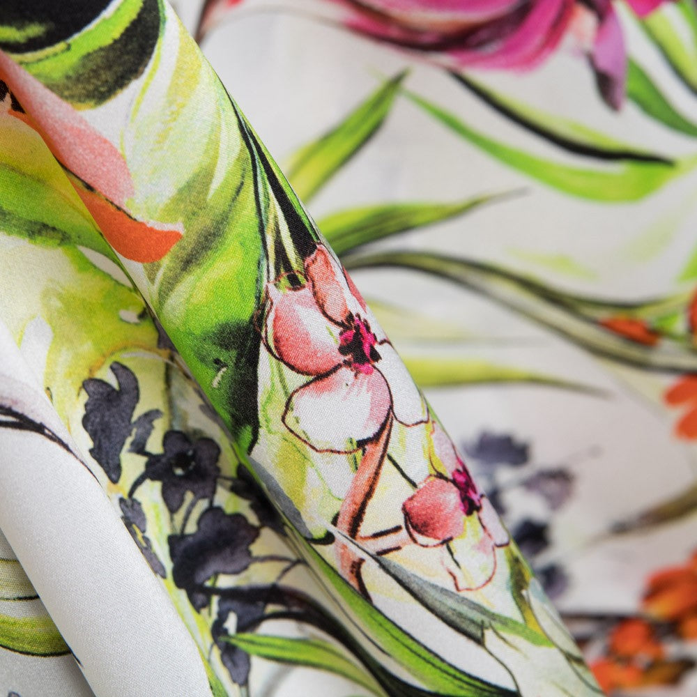 Satén Seda Italiana Floral Salvaje - Ribes y Casals