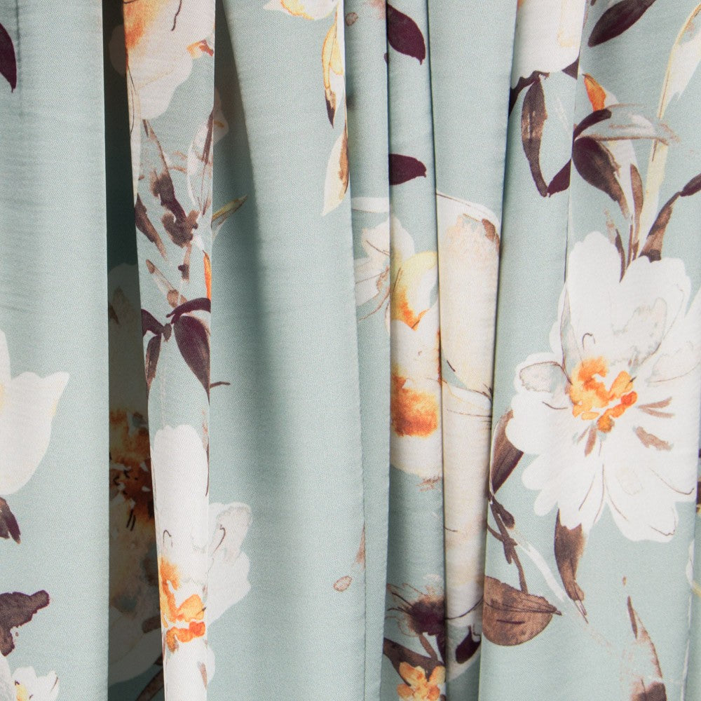 Satén Verde Agua Flor - Ribes y Casals