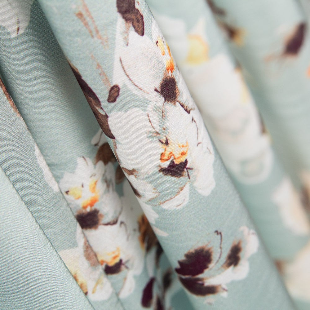 Satén Verde Agua Flor - Ribes y Casals