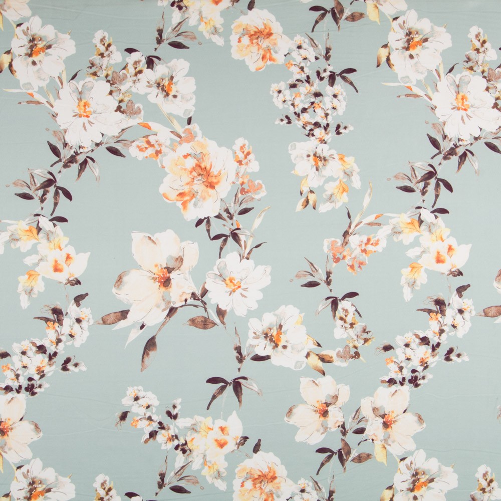 Satén Verde Agua Flor - Ribes y Casals