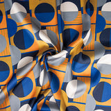 Satén Estampado Geométrico Azul - Ribes y Casals