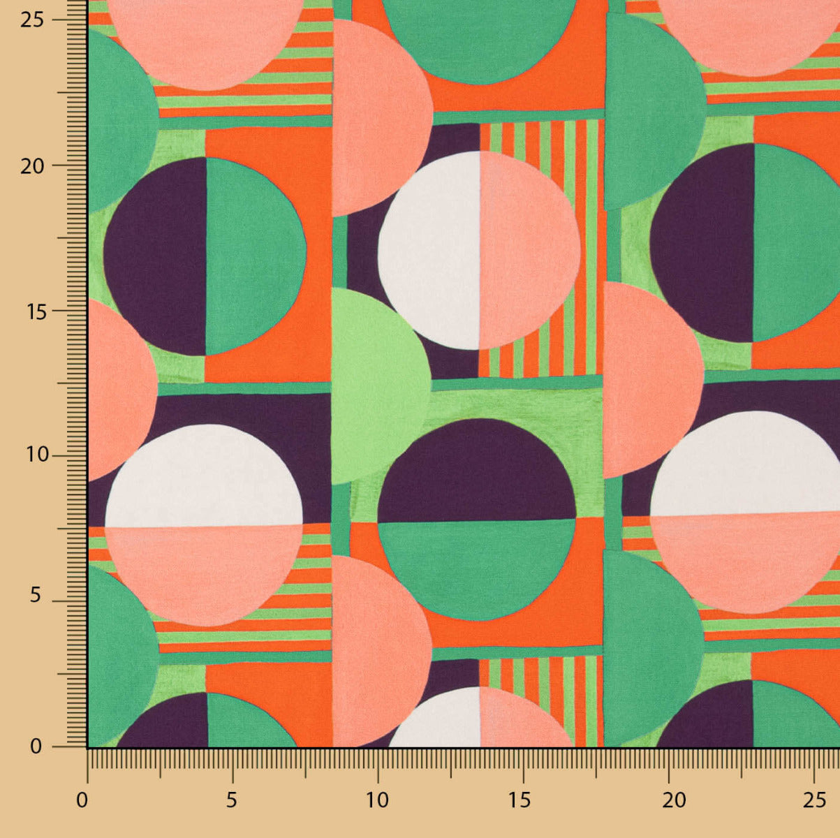Satén Estampado Geométrico Verde - Ribes y Casals