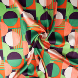 Satén Estampado Geométrico Verde - Ribes y Casals