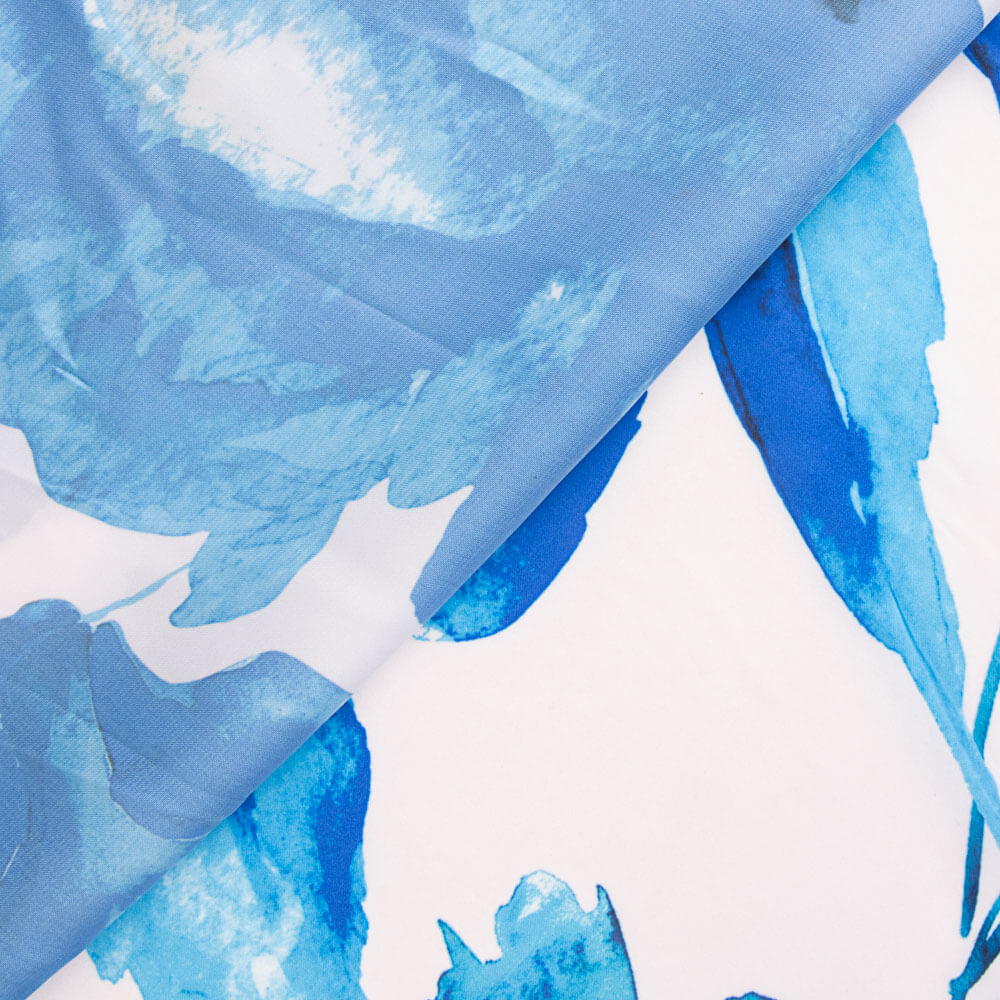 Satén Estampado Acuarela Azul - Ribes y Casals