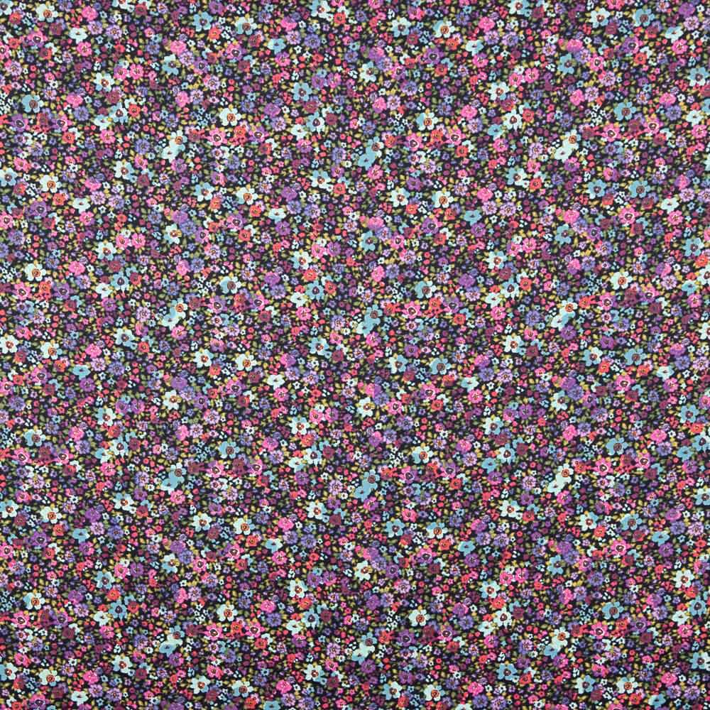 Satén Poliéster Estampado Multiflor Roja - Ribes y Casals