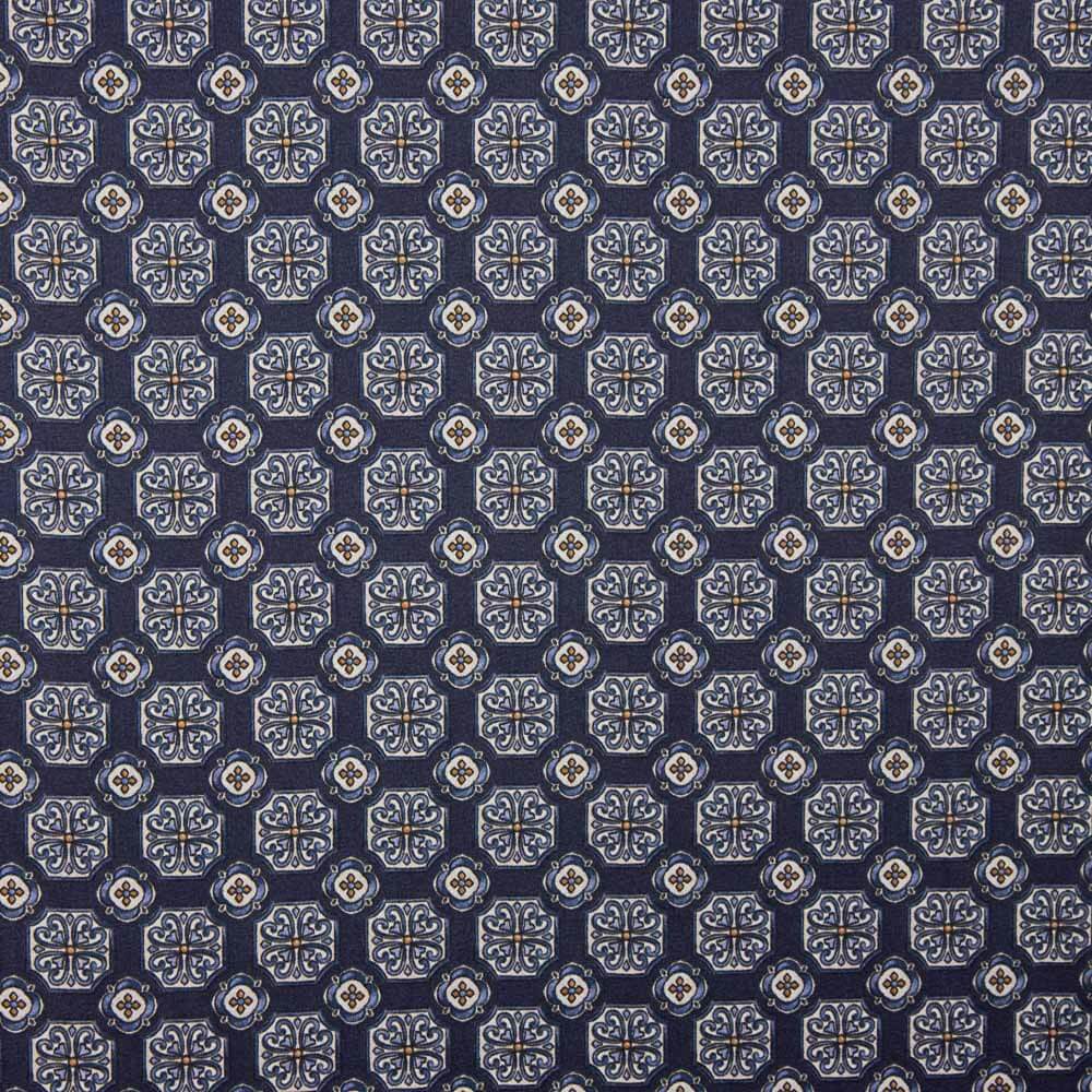 Satén Poliéster Estampado Geométrico Marino - Ribes y Casals