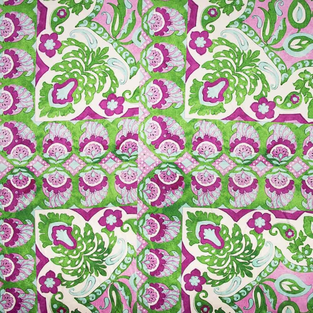 Retal Satén Geo Pai Pai Verde 120x145 cm. - Ribes y Casals