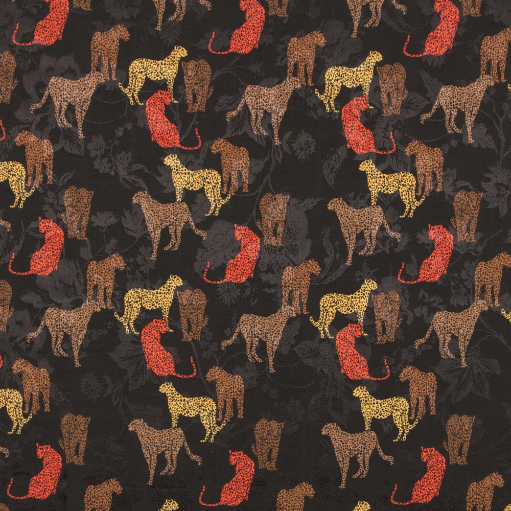 Satén Jacquard Leopardo Negro - Ribes y Casals