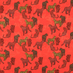 Satén Jacquard Leopardo Rojo - Ribes y Casals