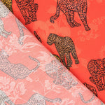 Satén Jacquard Leopardo Rojo - Ribes y Casals