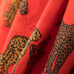 Satén Jacquard Leopardo Rojo - Ribes y Casals