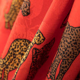 Satén Jacquard Leopardo Rojo - Ribes y Casals