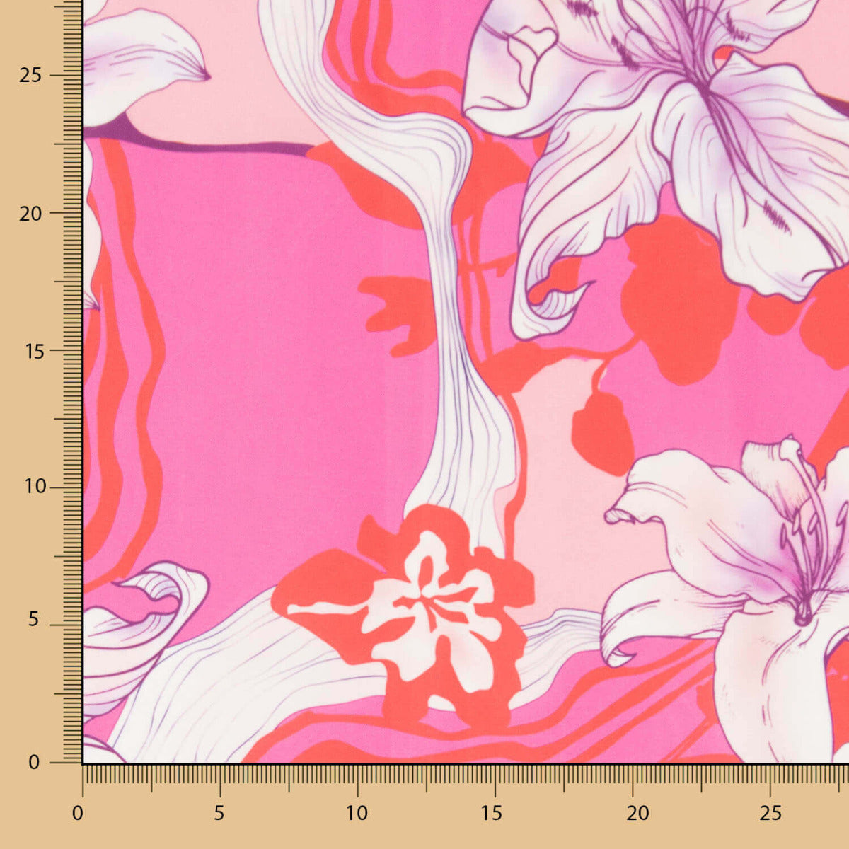 Satén Estampado Polinesia Fucsia - Ribes y Casals