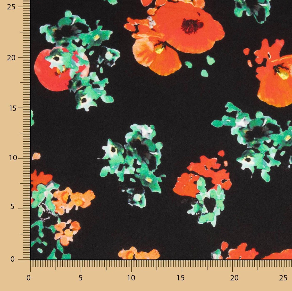 Satén Poliéster Amapolas Rojas - Ribes y Casals